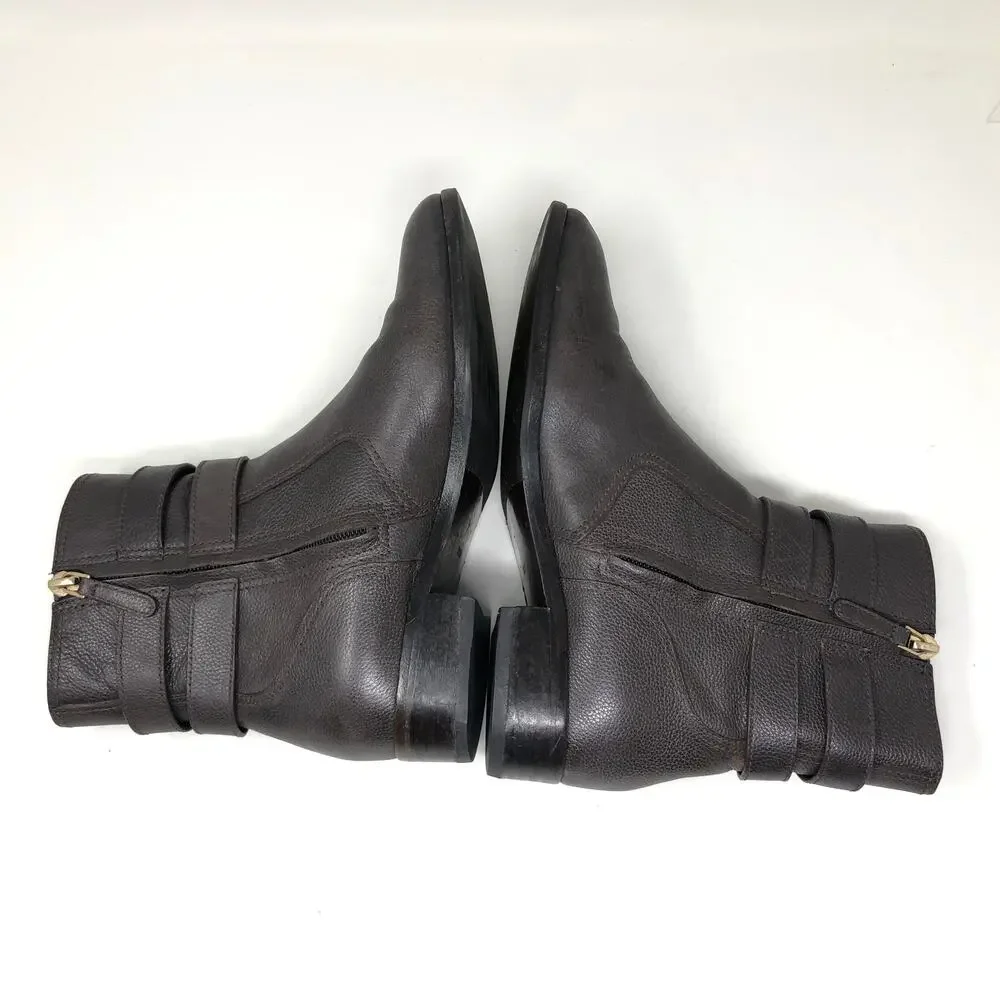 Tory Burch Gemini Link Ankle Boot Women's 7.5‎ Brown Gray Leather